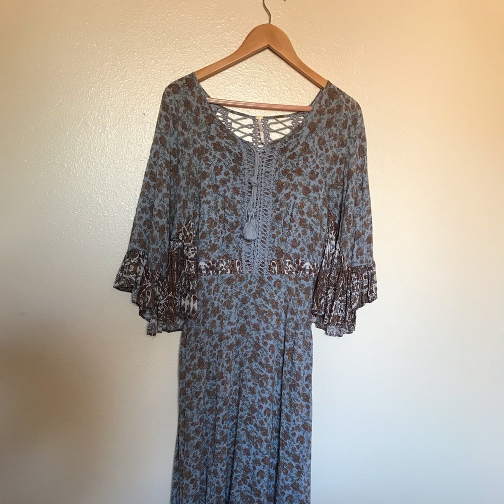 Free People Blue Renaissance-Style Maxi Dress